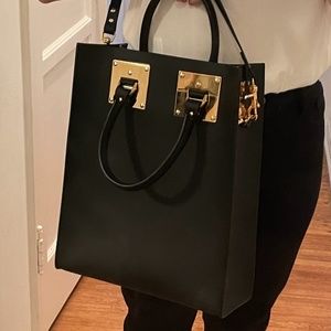 Sophie Hulme Albion Leather Black Tote Bag Purse